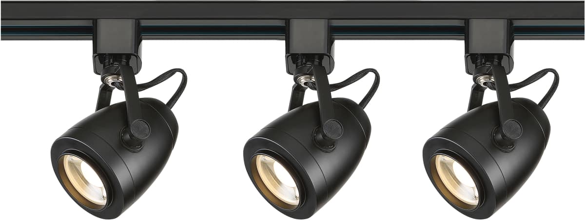 Track Kit Nuvo TK414 3 Light - Track Lighting Kit - 12 Watt LED per Head - 3000K - 4 foot Track - 36 degree - Pinch back - Black finish - H-Style Nuvo