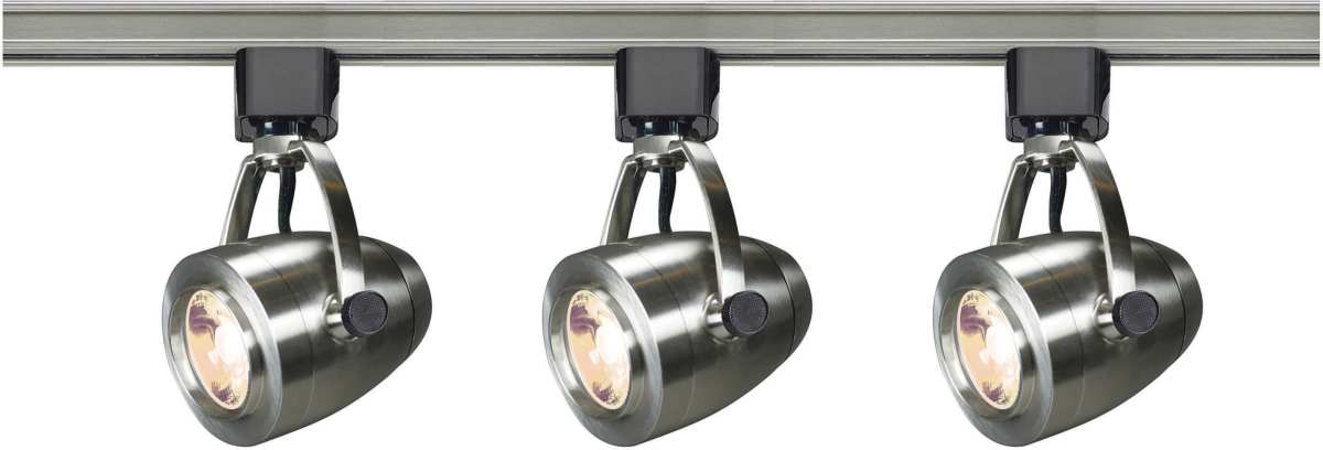 Track Kit Nuvo TK417 3 Light - Track Lighting Kit - 12 Watt LED per Head - 3000K - 4 foot Track - 36 degree - Pinch back - Brushed Nickel finish - H-Style Nuvo