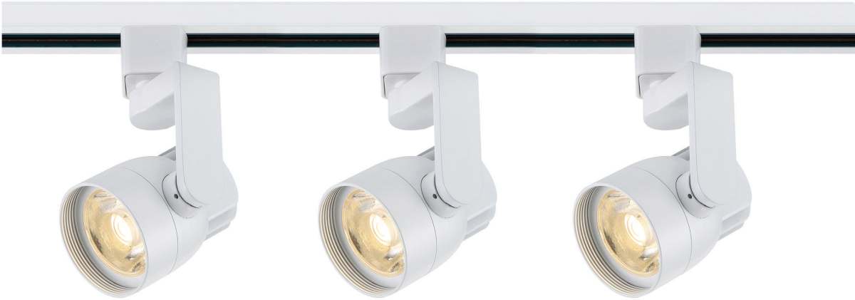 Track Kit Nuvo TK423 3 Light - Track Lighting Kit - 12 Watt LED per Head - 3000K - 4 foot Track - 36 degree - Round shape with angle arm - White finish - H-Style Nuvo