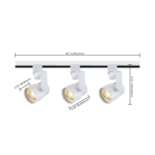 Track Kit Nuvo TK423 3 Light - Track Lighting Kit - 12 Watt LED per Head - 3000K - 4 foot Track - 36 degree - Round shape with angle arm - White finish - H-Style Nuvo