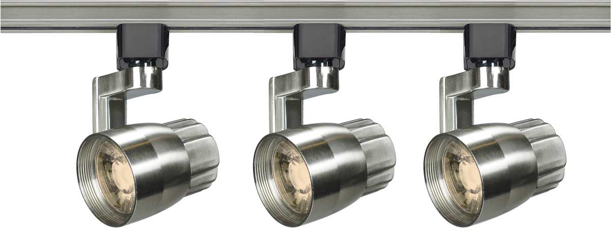 Track Kit Nuvo TK427 3 Light - Track Lighting Kit - 12 Watt LED per Head - 3000K - 4 foot Track - 36 degree - Round shape with angle arm - Brushed Nickel finish - H-Style Nuvo