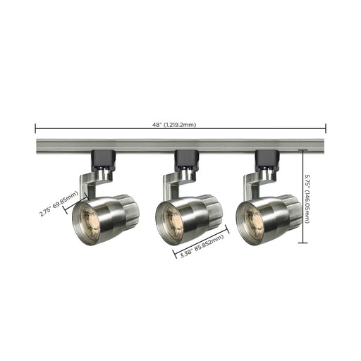 Track Kit Nuvo TK427 3 Light - Track Lighting Kit - 12 Watt LED per Head - 3000K - 4 foot Track - 36 degree - Round shape with angle arm - Brushed Nickel finish - H-Style Nuvo