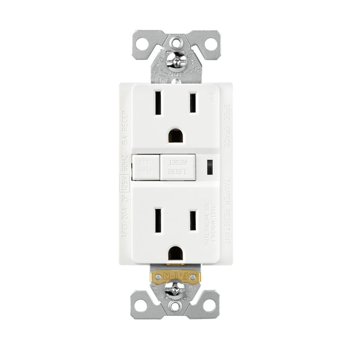 Receptacle Eaton TRAFCI15W 15 Amp AFCI Receptacle Tamper Resistant White with Wall Plate Eaton