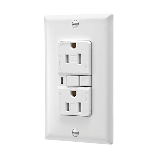 Receptacle Eaton TRAFCI15W 15 Amp AFCI Receptacle Tamper Resistant White with Wall Plate Eaton