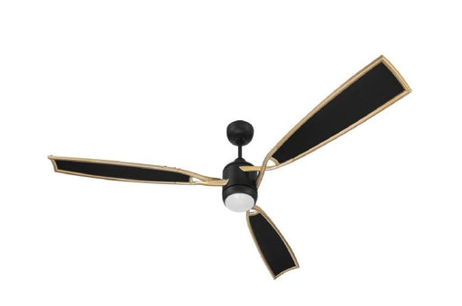 Ceiling Fan Craftmade VIA72FBSB3 72" Viva in Flat Black/Satin Brass w/ Black Fabric Texture Blades Craftmade