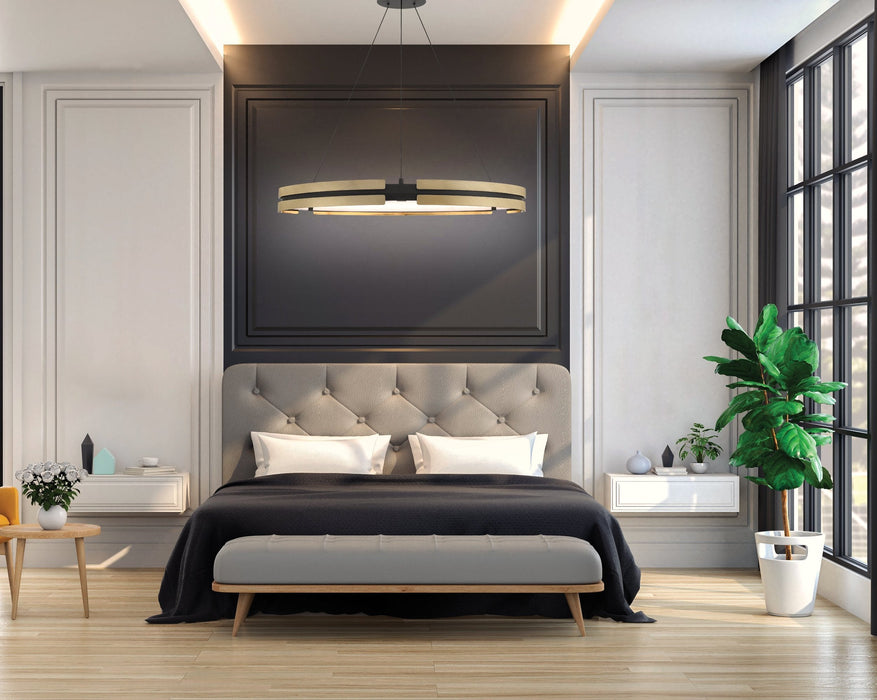 Chandelier Thesis 207774A Grazia 36 inch Matte Black and Brushed Gold LED Chandelier THESIS