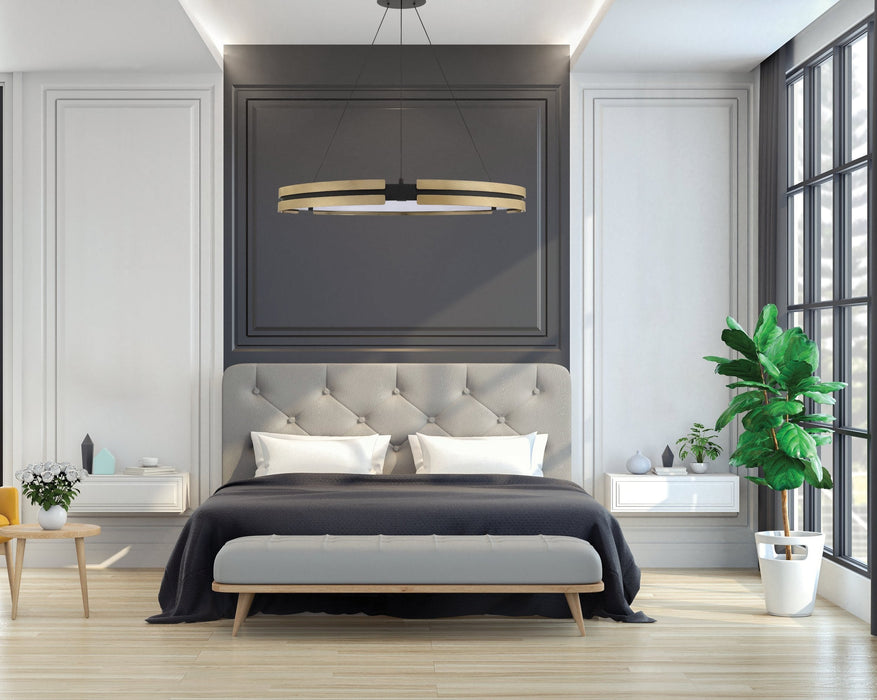 Chandelier Thesis 207774A Grazia 36 inch Matte Black and Brushed Gold LED Chandelier THESIS