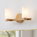 Vanity Light Thesis 207033A Bedminster 14 inch 2 light Champagne Gold Vanity Light with Etched Opal Ribbed Glass Shades THESIS