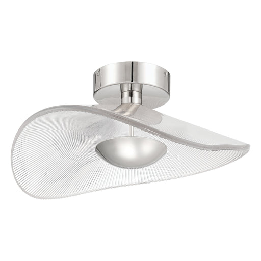 Convertible Pendant Thesis 207393A Novella 18 inch Polished Nickel LED Convertible Pendant with Clear Ribbed Glass Shade THESIS