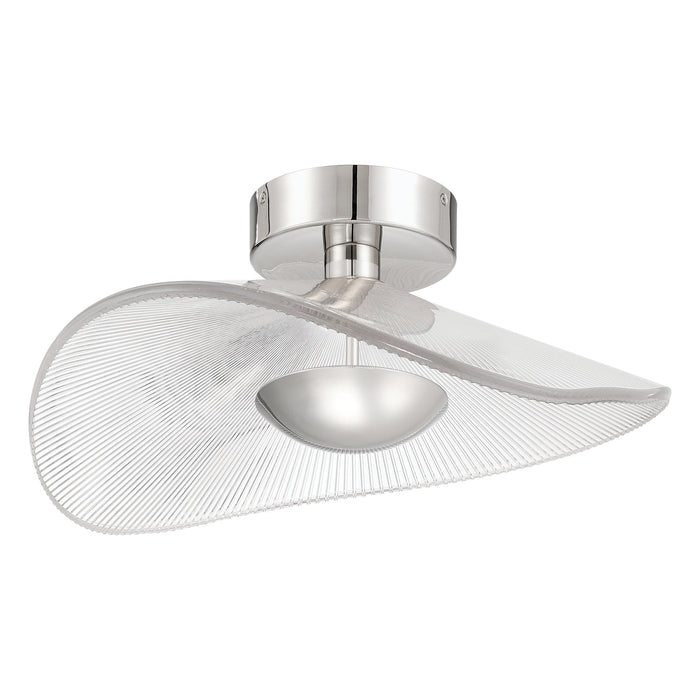 Convertible Pendant Thesis 207393A Novella 18 inch Polished Nickel LED Convertible Pendant with Clear Ribbed Glass Shade THESIS