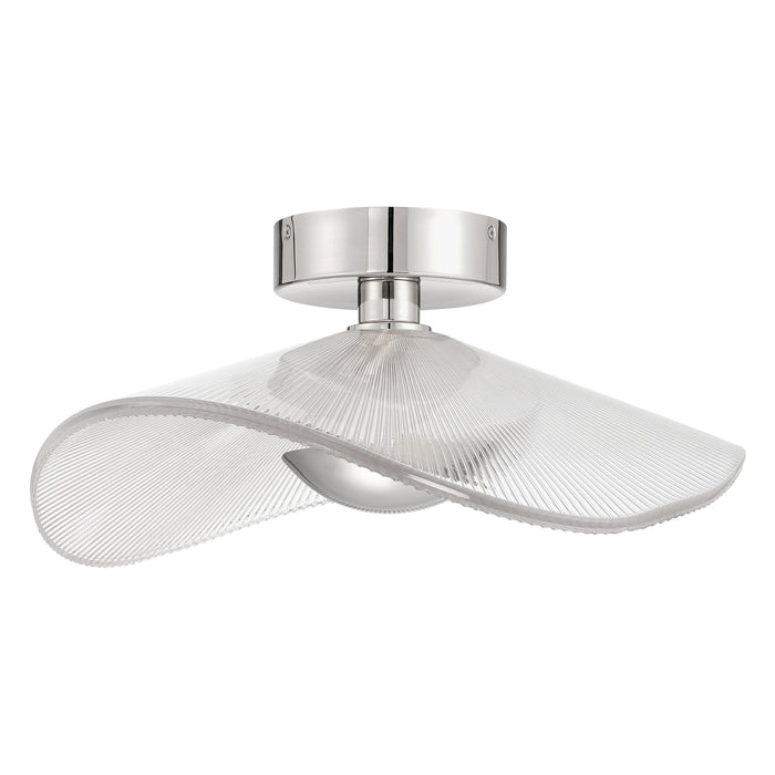 Convertible Pendant Thesis 207393A Novella 18 inch Polished Nickel LED Convertible Pendant with Clear Ribbed Glass Shade THESIS