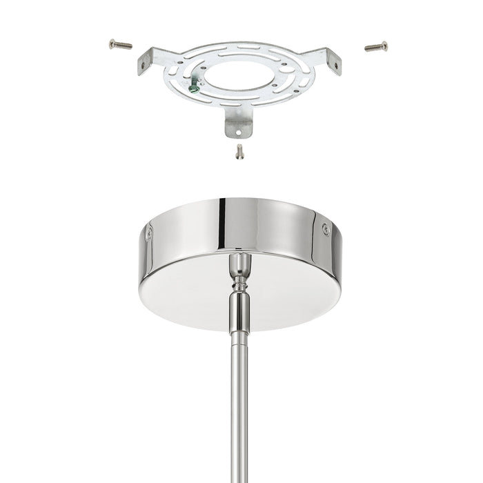 Convertible Pendant Thesis 207393A Novella 18 inch Polished Nickel LED Convertible Pendant with Clear Ribbed Glass Shade THESIS