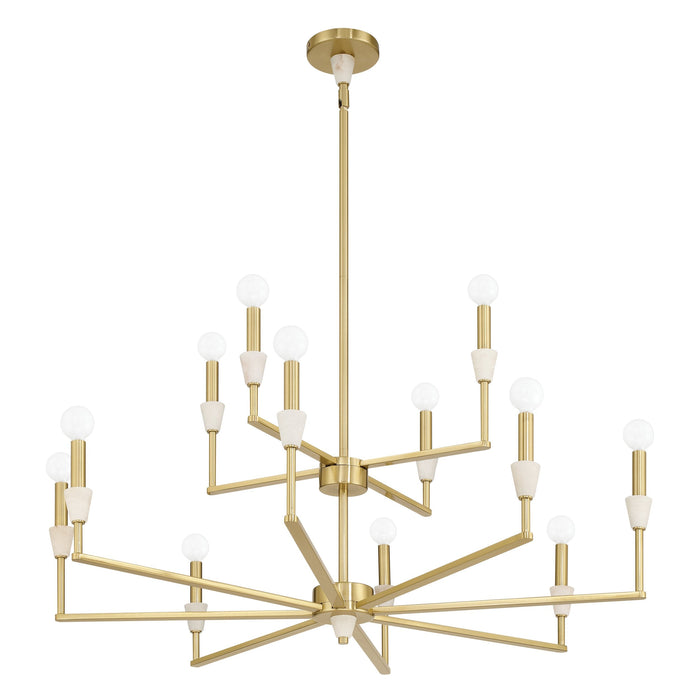 Chandelier Thesis 207361A Montclair 38 inch 12 light Brushed Gold and Natural Alabaster Chandelier THESIS