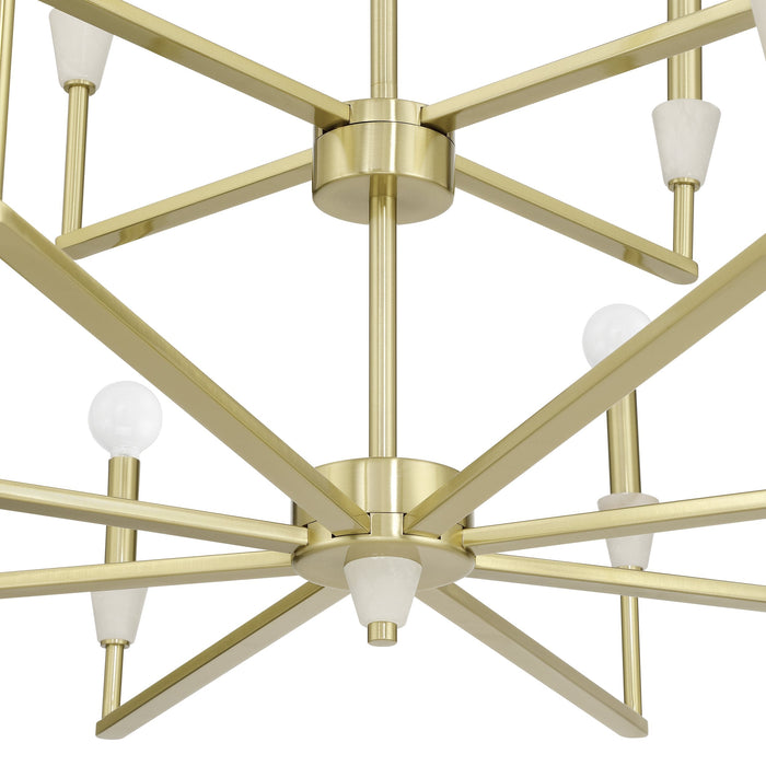 Chandelier Thesis 207361A Montclair 38 inch 12 light Brushed Gold and Natural Alabaster Chandelier THESIS