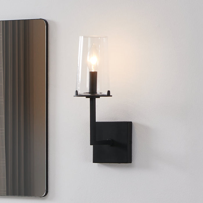 Vanity Light Thesis 206954A Jared 13 inch 1 light Matte Black Vanity Light with Clear Glass Shade THESIS