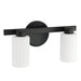 Vanity Light Thesis 207031A Bedminster 14 inch 2 light Matte Black Vanity Light with Etched Opal Ribbed Glass Shades THESIS