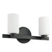 Vanity Light Thesis 207031A Bedminster 14 inch 2 light Matte Black Vanity Light with Etched Opal Ribbed Glass Shades THESIS