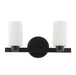 Vanity Light Thesis 207031A Bedminster 14 inch 2 light Matte Black Vanity Light with Etched Opal Ribbed Glass Shades THESIS