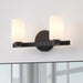 Vanity Light Thesis 207031A Bedminster 14 inch 2 light Matte Black Vanity Light with Etched Opal Ribbed Glass Shades THESIS