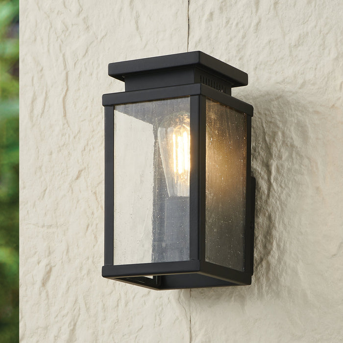 Exterior Wall Sconce Thesis 207049A Overton 9 inch 1 light Matte Black Exterior Wall Sconce with Clear Antique Glass THESIS