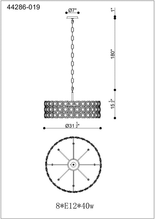 Eurofase 44286-019 Perrene 32" Chrome Chandelier