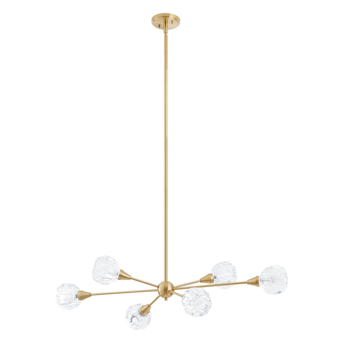 Chandelier Thesis 206943A Helena 42 inch 6 light Brushed Gold Chandelier with Clear Acrylic Shades THESIS
