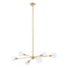 Chandelier Thesis 206943A Helena 42 inch 6 light Brushed Gold Chandelier with Clear Acrylic Shades THESIS