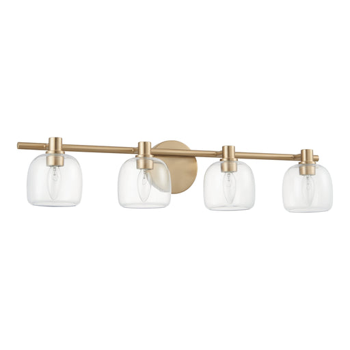 Vanity Light Thesis 207018A Valentina 30 inch 4 light Champagne Gold Vanity Light with Clear Glass Shades THESIS