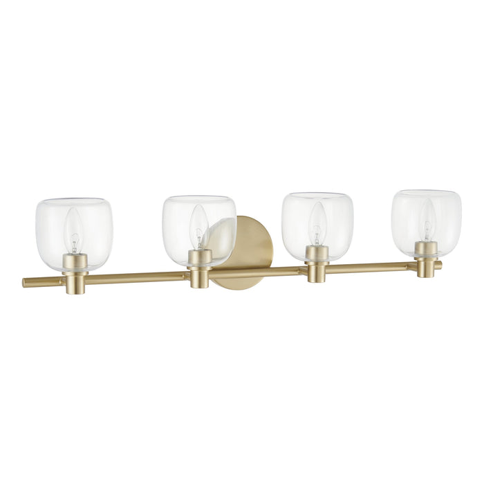Vanity Light Thesis 207018A Valentina 30 inch 4 light Champagne Gold Vanity Light with Clear Glass Shades THESIS