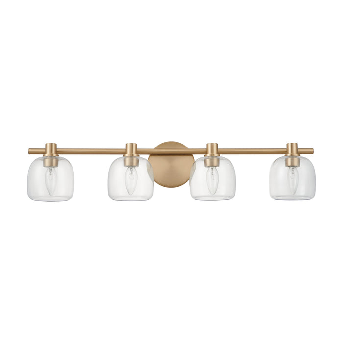 Vanity Light Thesis 207018A Valentina 30 inch 4 light Champagne Gold Vanity Light with Clear Glass Shades THESIS