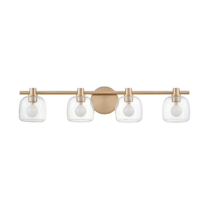 Vanity Light Thesis 207018A Valentina 30 inch 4 light Champagne Gold Vanity Light with Clear Glass Shades THESIS