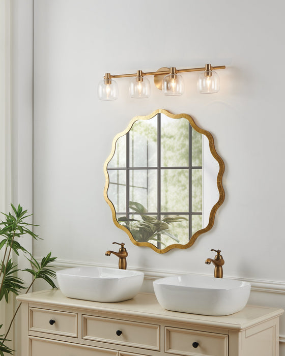 Vanity Light Thesis 207018A Valentina 30 inch 4 light Champagne Gold Vanity Light with Clear Glass Shades THESIS