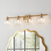 Vanity Light Thesis 207018A Valentina 30 inch 4 light Champagne Gold Vanity Light with Clear Glass Shades THESIS