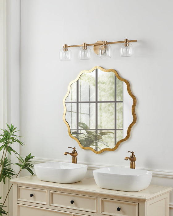 Vanity Light Thesis 207018A Valentina 30 inch 4 light Champagne Gold Vanity Light with Clear Glass Shades THESIS