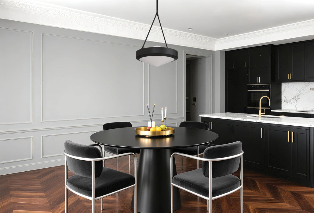 Pendant Light Thesis 207422A Agate 15 inch 3 light Matte Black Pendant Light with Opal Glass Shade THESIS