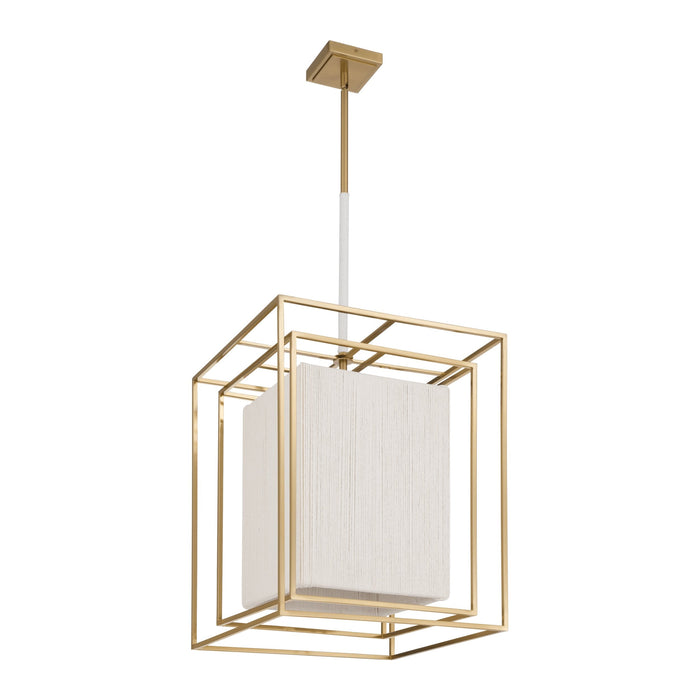 Pendant Light Thesis 207269A Abbey 18 inch 4 light Brass Pendant Light with Cream Cotton Rope Shade THESIS