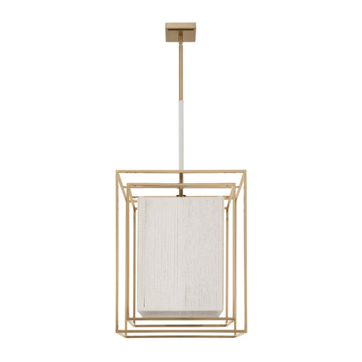 Pendant Light Thesis 207269A Abbey 18 inch 4 light Brass Pendant Light with Cream Cotton Rope Shade THESIS
