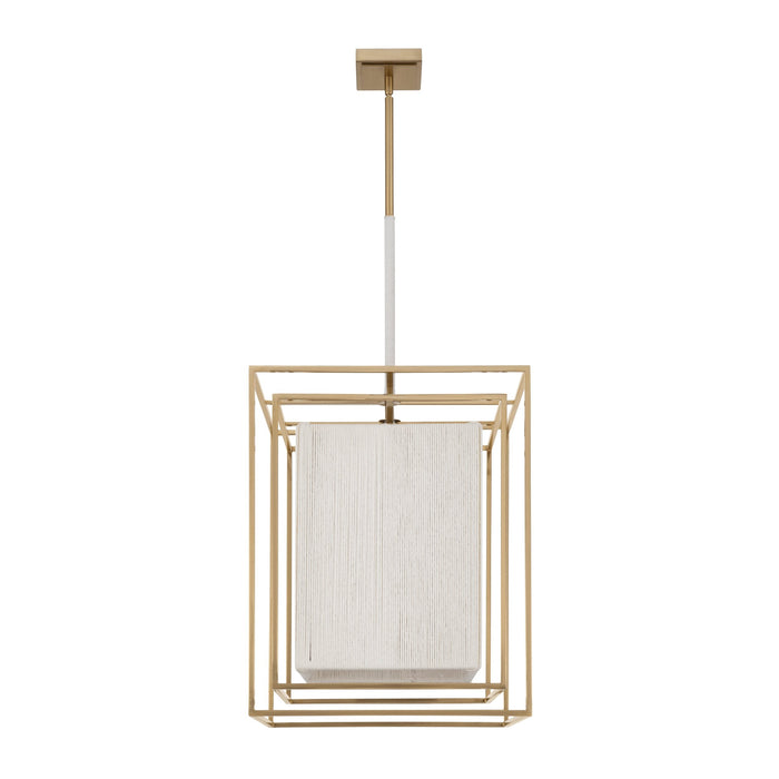 Pendant Light Thesis 207269A Abbey 18 inch 4 light Brass Pendant Light with Cream Cotton Rope Shade THESIS