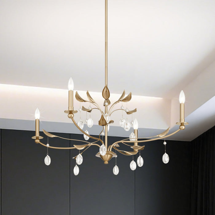 Chandelier Thesis 207344A Presley 36 inch 4 light Champagne Gold Chandelier with Clear Glass Drops THESIS