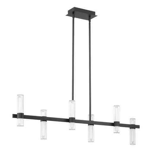 Chandelier Thesis 207313A Ristretto 50 inch 12 light Matte Black LED Linear Chandelier with Clear Ribbed and White Acrylic Shades THESIS