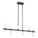 Chandelier Thesis 207313A Ristretto 50 inch 12 light Matte Black LED Linear Chandelier with Clear Ribbed and White Acrylic Shades THESIS