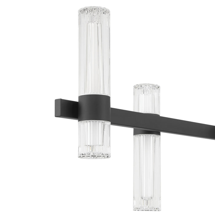 Chandelier Thesis 207313A Ristretto 50 inch 12 light Matte Black LED Linear Chandelier with Clear Ribbed and White Acrylic Shades THESIS