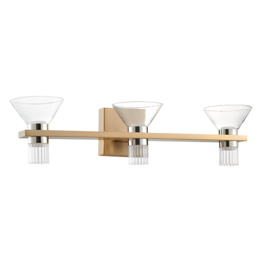 Vanity Light Thesis 207685A Blake 25 inch 6 light Champagne Gold and Polished Nickel 5CCT LED Vanity Light with Clear and Clear Ribbed Glass THESIS
