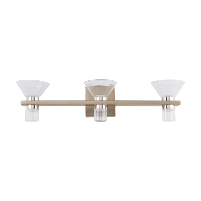 Vanity Light Thesis 207685A Blake 25 inch 6 light Champagne Gold and Polished Nickel 5CCT LED Vanity Light with Clear and Clear Ribbed Glass THESIS