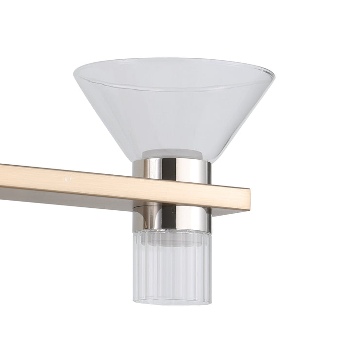 Vanity Light Thesis 207685A Blake 25 inch 6 light Champagne Gold and Polished Nickel 5CCT LED Vanity Light with Clear and Clear Ribbed Glass THESIS