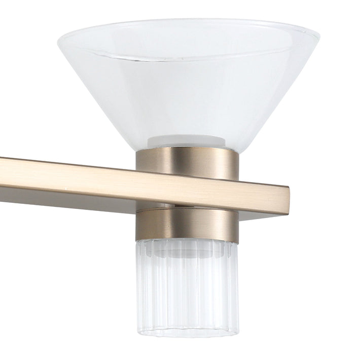 Vanity Light Thesis 207685A Blake 25 inch 6 light Champagne Gold and Polished Nickel 5CCT LED Vanity Light with Clear and Clear Ribbed Glass THESIS