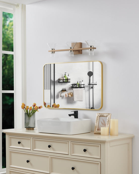 Vanity Light Thesis 207685A Blake 25 inch 6 light Champagne Gold and Polished Nickel 5CCT LED Vanity Light with Clear and Clear Ribbed Glass THESIS