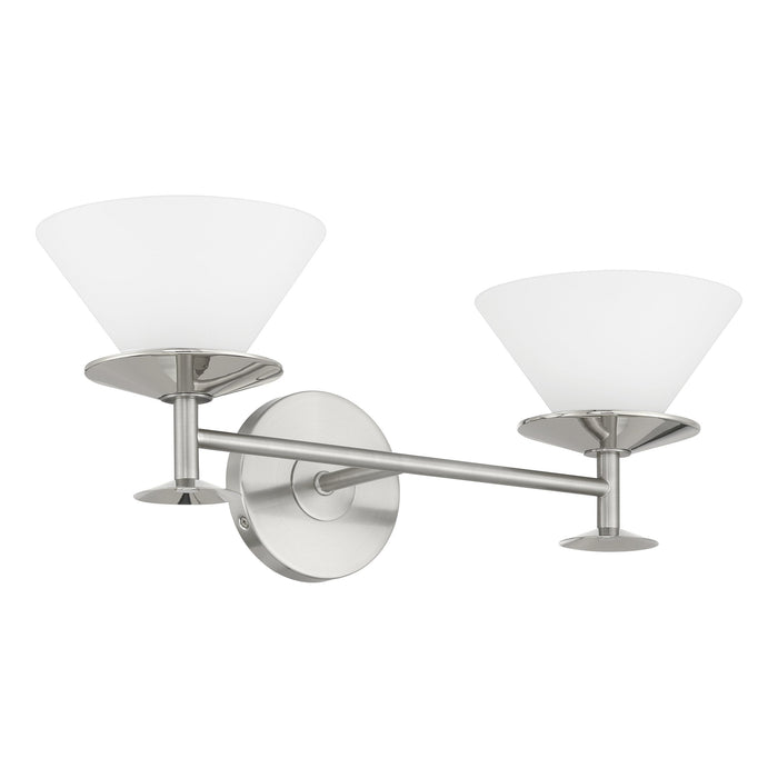 Vanity Light Thesis 207328A Tremolo 20 inch 2 light Brushed Nickel and Polished Nickel Vanity Light with Etched Opal Glass THESIS