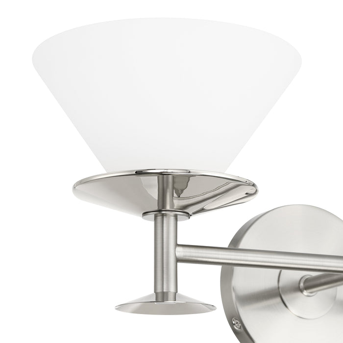 Vanity Light Thesis 207328A Tremolo 20 inch 2 light Brushed Nickel and Polished Nickel Vanity Light with Etched Opal Glass THESIS