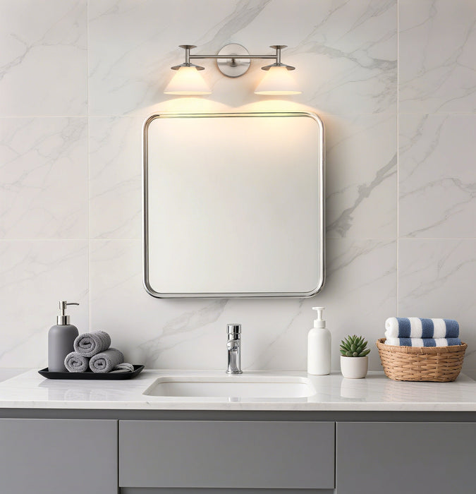 Vanity Light Thesis 207328A Tremolo 20 inch 2 light Brushed Nickel and Polished Nickel Vanity Light with Etched Opal Glass THESIS